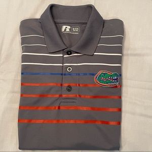 Florida Gators Polo Shirt Russell Size S Grey Gray Stripe